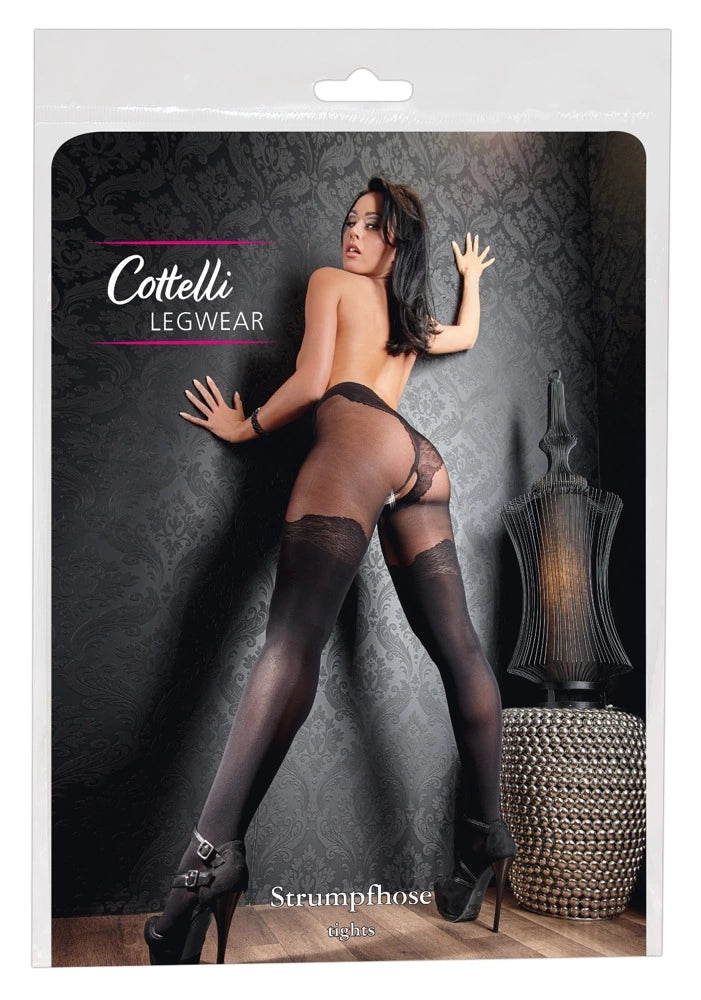 ck Black günstig Kaufen-Crotchless Tights 6. Crotchless Tights 6 <![CDATA[Luxurious temptation!. These black tights from Cottelli LEGWEAR have a fancy over-the-knee design. The briefs part and leg parts up to the thighs are made out of opaque material, while the open crotch is e
