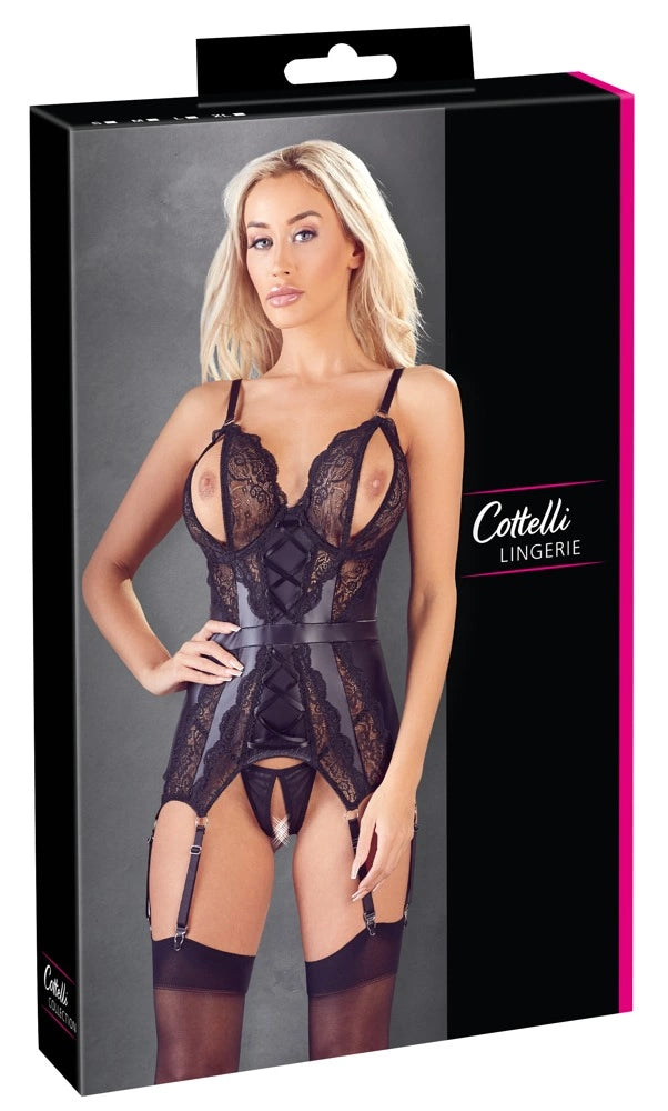 THE LOVE günstig Kaufen-Crotchless Basque M. Crotchless Basque M <![CDATA[Seduction right to the last detail!. A seductive basque made out of matte material with 3 adjustable suspender straps per side and slits in the cups. The basque is made with love and there are elaborate la