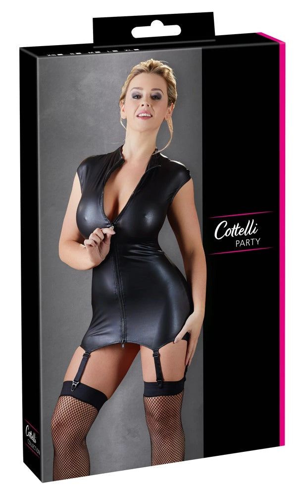 Black XL günstig Kaufen-Dress with Suspender Straps XL. Dress with Suspender Straps XL <![CDATA[The little black dress!. Enjoy all the attention you will get when you wear this sexy dress with suspender straps. The sleeveless, high-neck mini dress is made out of shiny matte mate