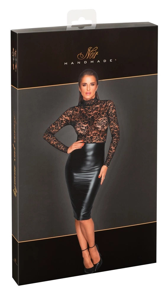 The of günstig Kaufen-Noir Dress Lace S. Noir Dress Lace S <![CDATA[Exciting and beautiful style!. Long sleeve, knee-length dress from Noir that is fitted at the waist. The dress is made out of a mixture of soft lace (top part) and shiny matte power wet look (skirt part).. The