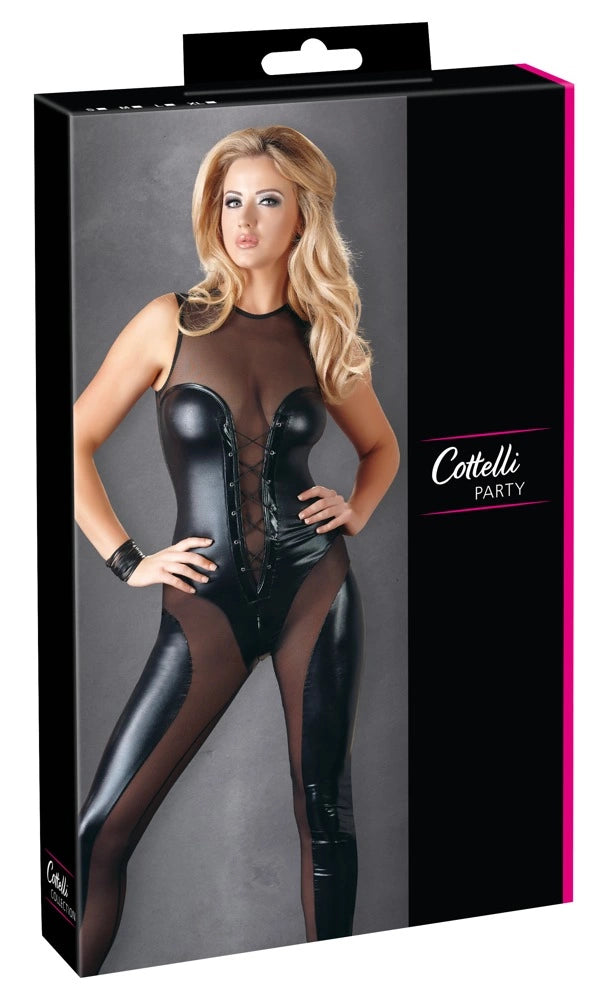 uit de günstig Kaufen-Jumpsuit Wetlook S. Jumpsuit Wetlook S <![CDATA[Your shiny prized possession!. Jumpsuit made out of transparent powernet and shiny wet look. With lacing at the front. Sleeveless. There is a 2-way zip over the crotch. It can be put on and taken off easily 