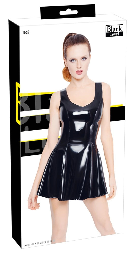 ck Black günstig Kaufen-Vinyl Dress black L. Vinyl Dress black L <![CDATA[A shiny, stunning gem!. The short, sleeveless dress from Black Level is made entirely out of shiny black vinyl. It is low cut at the front and the back. It is in a figure-hugging design and has a flared sk