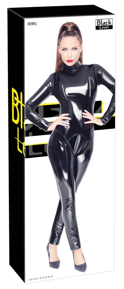 and Go günstig Kaufen-Vinyl Jumpsuit Black M. Vinyl Jumpsuit Black M <![CDATA[Jumpsuit made entirely out of black vinyl!. The black vinyl jumpsuit from Black Level is in a tight-fitting design and it has long sleeves and legs. The practical and erotic 2-way zip at the back goe