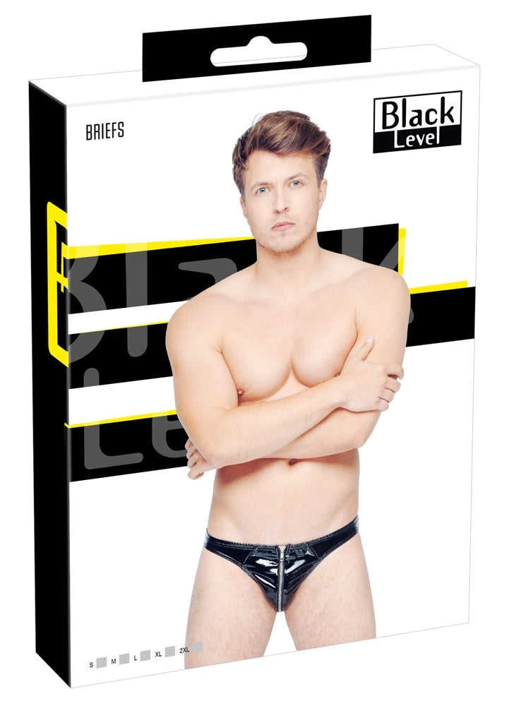 Vertical günstig Kaufen-Vinyl M. Briefs RV XL. Vinyl M. Briefs RV XL <![CDATA[Shiny black fetish clothing with direct access!. The classic black briefs from Black Level are made out of 4-way stretchy (horizontal and vertical) vinyl for a perfect fit. The briefs are also extremel