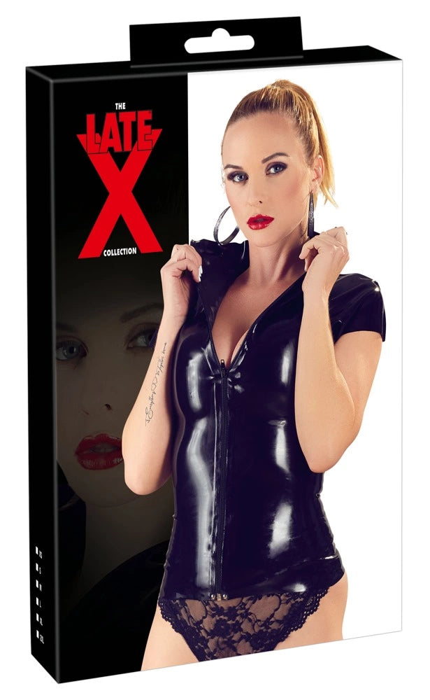 Put n günstig Kaufen-Latex Shirt Zip black XL. Latex Shirt Zip black XL <![CDATA[Puts the feminine curves in the limelight!. This long latex shirt is fitted at the waist and has short sleeves. It fits like a second skin and is a sexy eye-catcher. The full-length front zip let