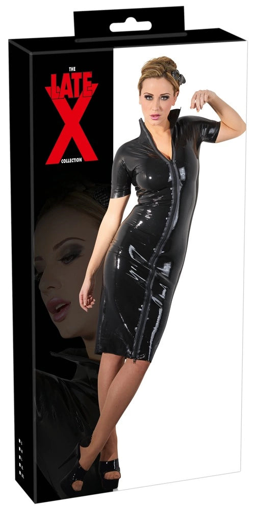 Of 1 günstig Kaufen-Latex Dress Zip 2XL. Latex Dress Zip 2XL <![CDATA[Not just for fetish girls!. This midi length, latex dress has 1/2 sleeves and is a slim fit. It stands out because of its little stand-up collar and a full-length, 2-way zip at the front. This dress is coo