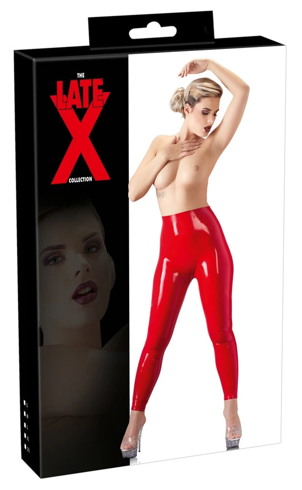 in Red günstig Kaufen-Latex Leggings red L. Latex Leggings red L <![CDATA[Shiny, skin-tight leggings!. The waist-high, red leggings fit like a second skin. Flat dipped.. Thickness: 0.35 mm. Latex, made out of natural rubber latex which may cause allergies.]]>. 