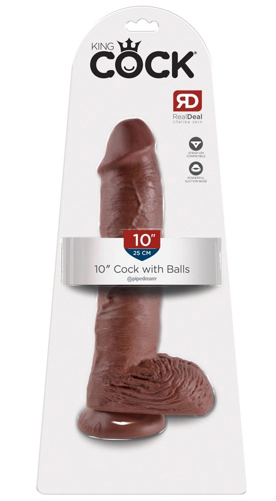 it Mean günstig Kaufen-King Cock 10 inch Balls Brown. King Cock 10 inch Balls Brown <![CDATA[Irresistibly realistic!. This dildo is in a realistic penis shape and has bulging glans, pronounced veins and large testicles. Its slightly curved shape means that it can provide spot-o