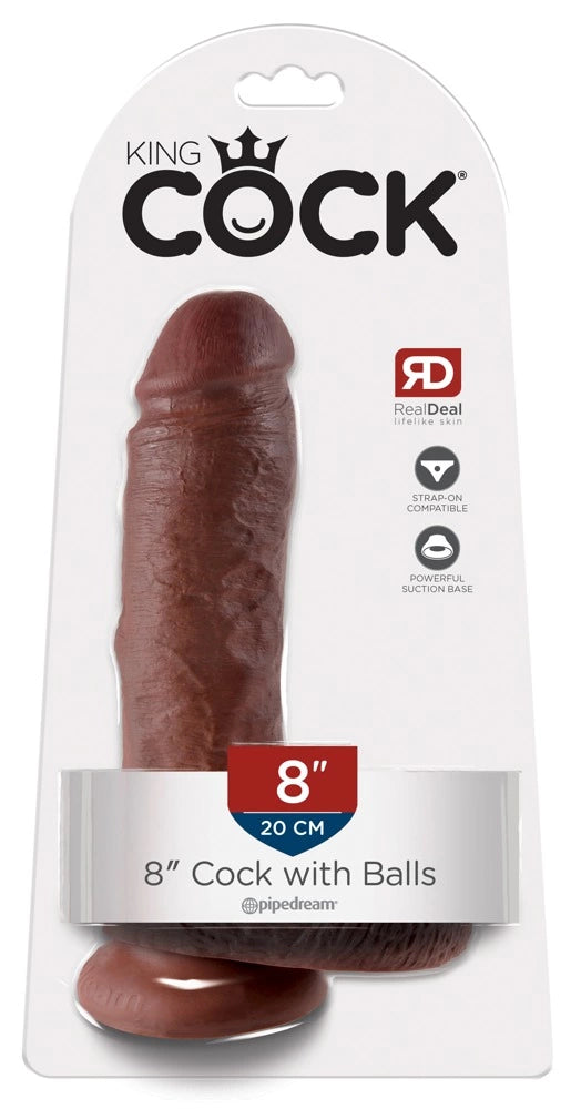 TS 34  günstig Kaufen-King Cock 8" Cock w Balls Brow. King Cock 8" Cock w Balls Brow <![CDATA[Irresistibly realistic!. This dildo is in a realistic penis shape and has bulging glans, pronounced veins and large testicles. Its straight shape means that it can provide spo