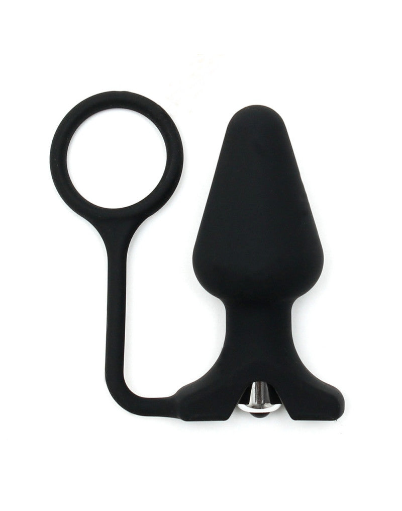 Ring PL günstig Kaufen-Rimba - Silicone Butt Plug with Cockring. Rimba - Silicone Butt Plug with Cockring <![CDATA[Silicone buttplug Ø 4.4 cm with one speed bullet vibrator and attached cockring.. 1x AAA Battery not included.]]>. 