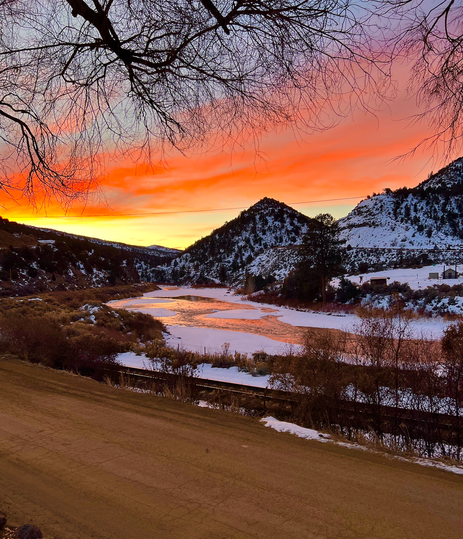 Sunrise at Statebridge Lodge Colorado backcountry