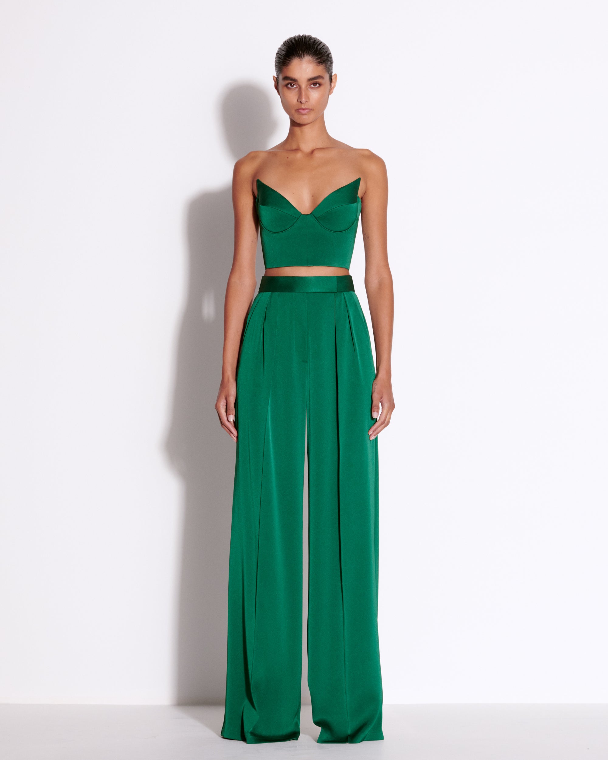 Double Pleat Trouser in Satin Crepe