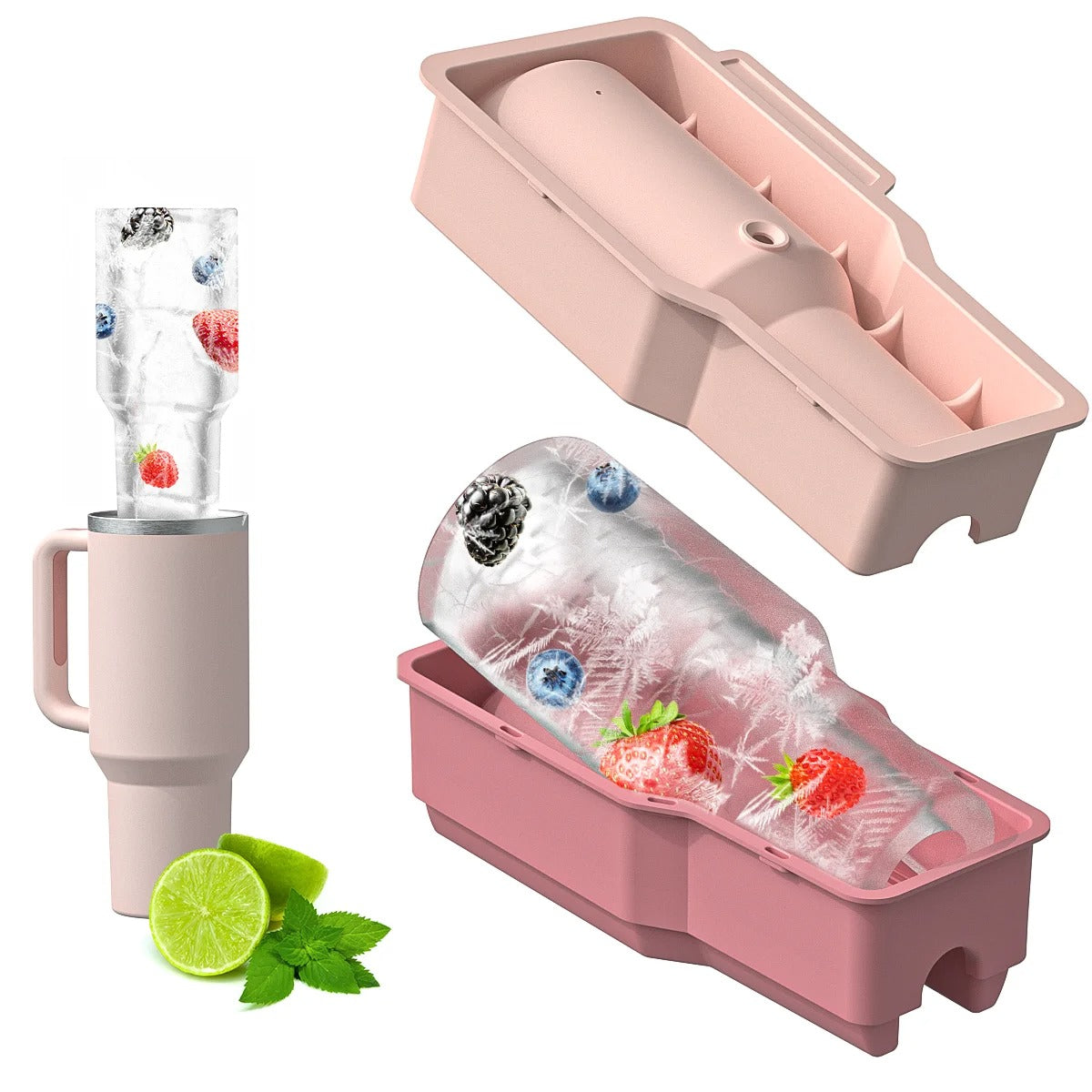 Silicone Ice Maker Large Ice Cube Tray for 40 oz Tumbler Cup Ice Tray for Chilling Cocktail Ice Mold, Ice Drink, Juice, Whiskey, Cocktail, Compatible with 40Oz Tumbler
