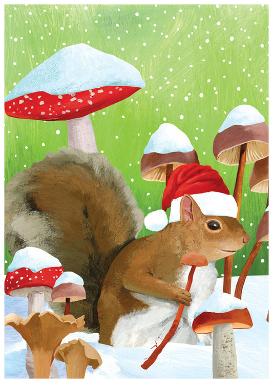Holiday Squirrel & Mushroom Eco-friendly Gift Wrapping Paper - Reversible -  Wrappily