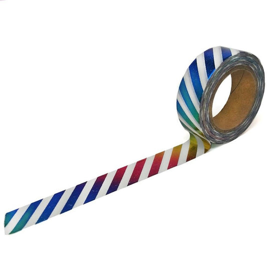 Rainbow Washi Tape - 15mm x 10 metres - Striped Washi Tape Roll - Striped Masking  Tape - Fun Paper Tape