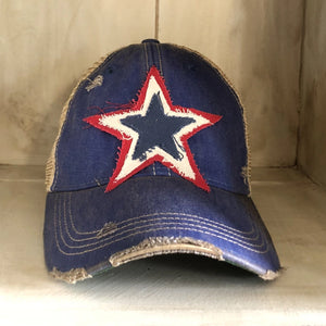 Star Patch Distressed Hat - The Cottage Market