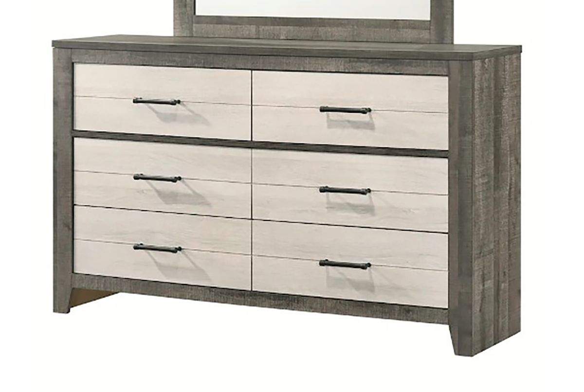 Crown Mark Furniture Rhett 6 Drawer Dresser in Gray