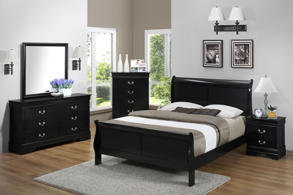 Crown Mark Furniture Louis Philip Drawer Chest in Black