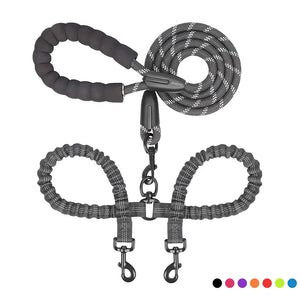 Double Lead Dog Leash - Whisker Buzz - Double Lead Dog Leash
