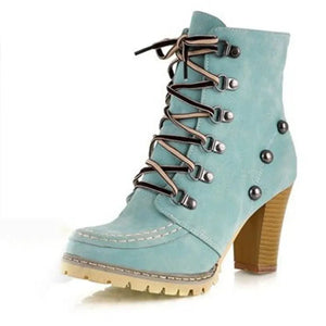 ENMAYER Round Toe Motorcycle Ankle Boots - BLK Bountiful Boutique