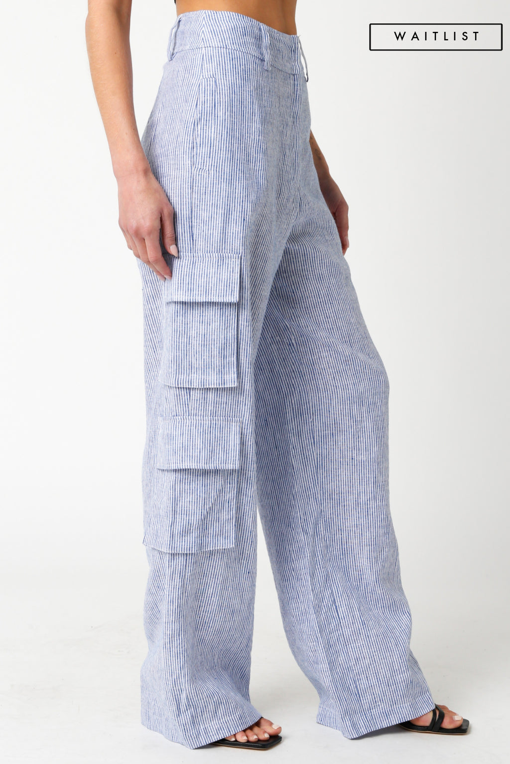 Blue stripe linen pants