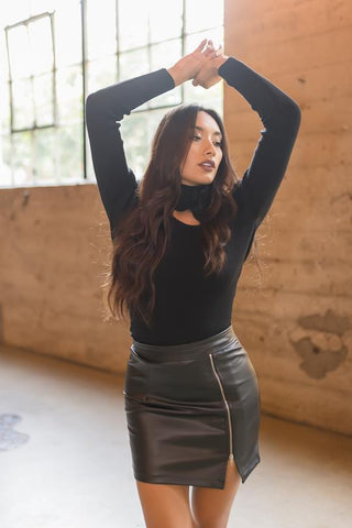 Leather Mini Skirt- Black