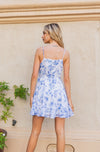 Sleeveless Floral Print Mini Dress Blue