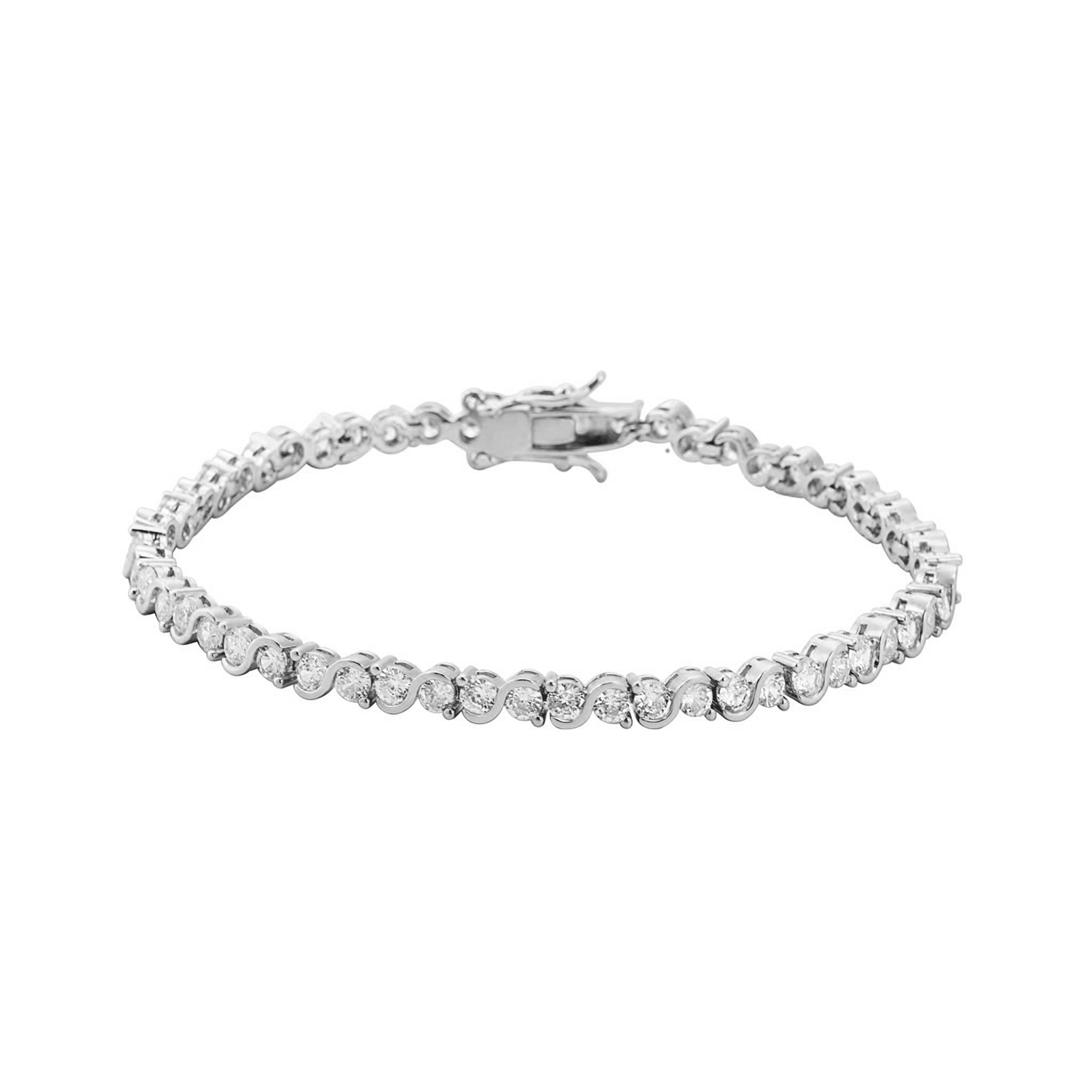 Ezra 18k White Gold Plated Infinity Tennis Bracelet with Cubic Zirconia Crystals - Cate  Chloe product image