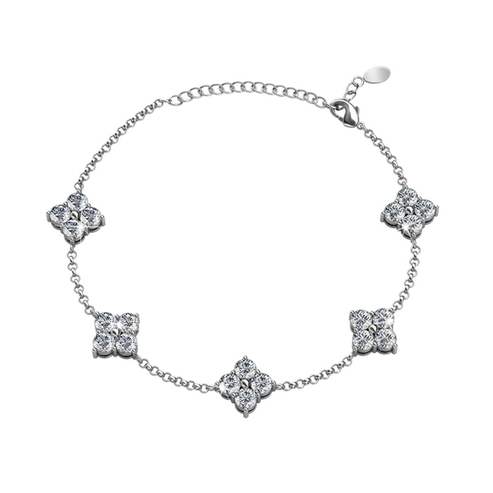 Adeline 鈥淔eminine鈥 18k White Gold Plated Simulated Diamond Cryst