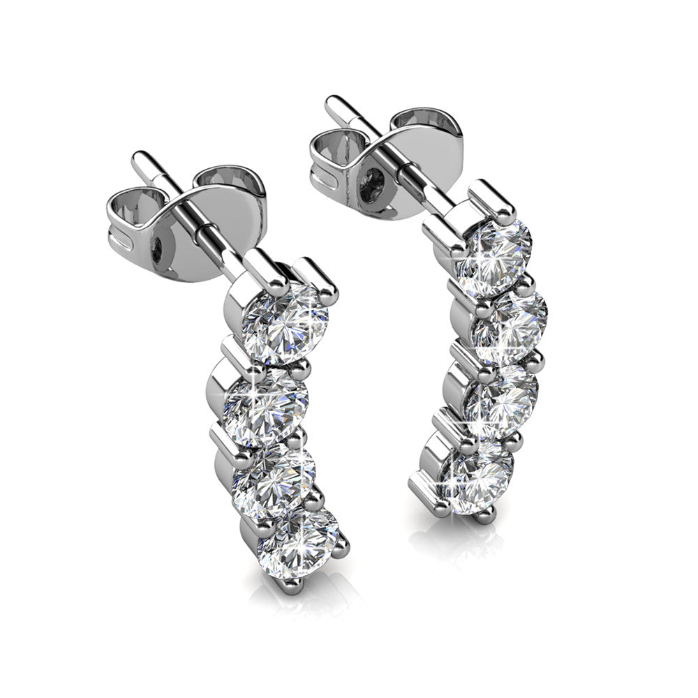 Cate & Chloe Aubree Unique White Gold Stud Earrings 18k Gold Plated Da