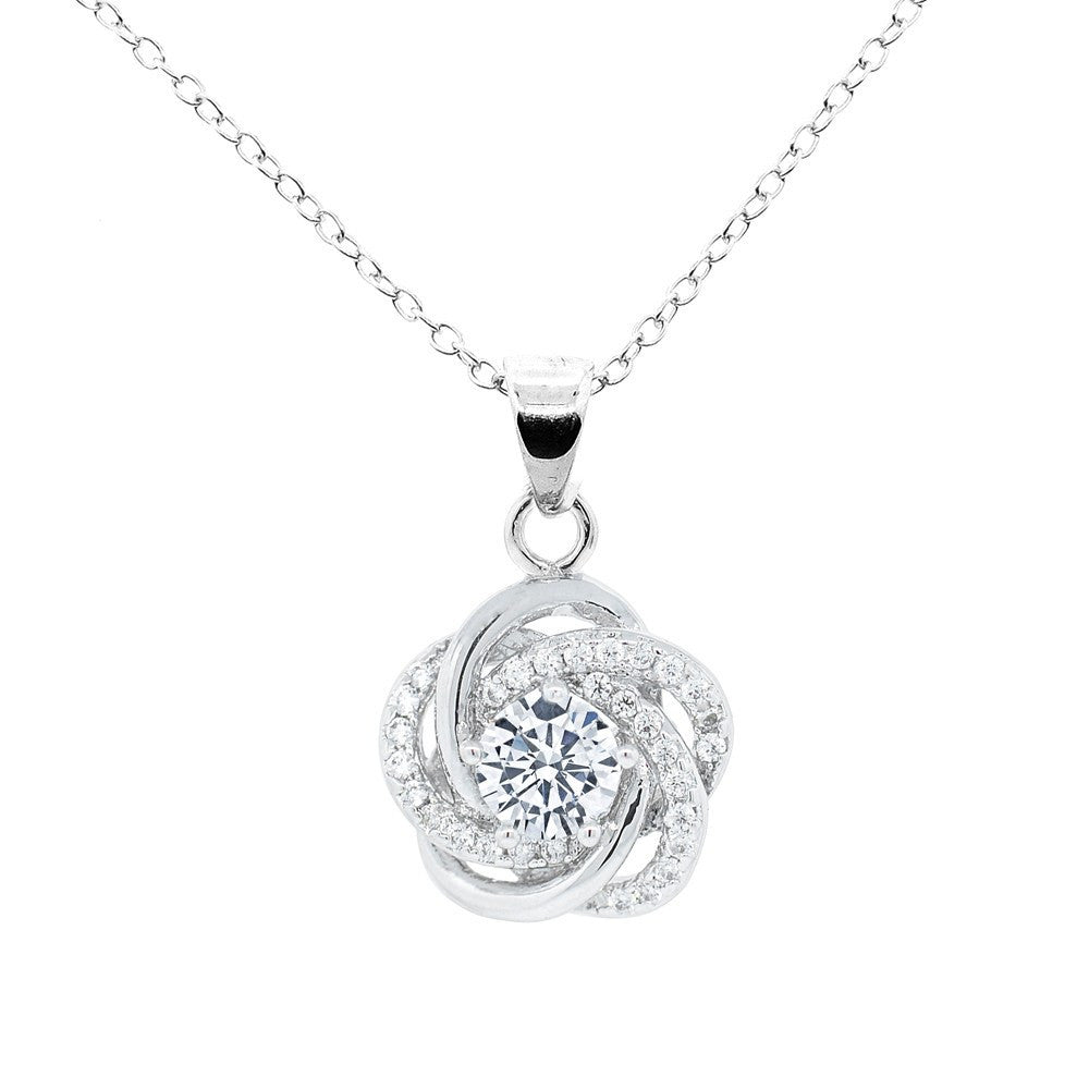 Stella "Cosmic" 18k White Gold Plated CZ Pendant Necklace