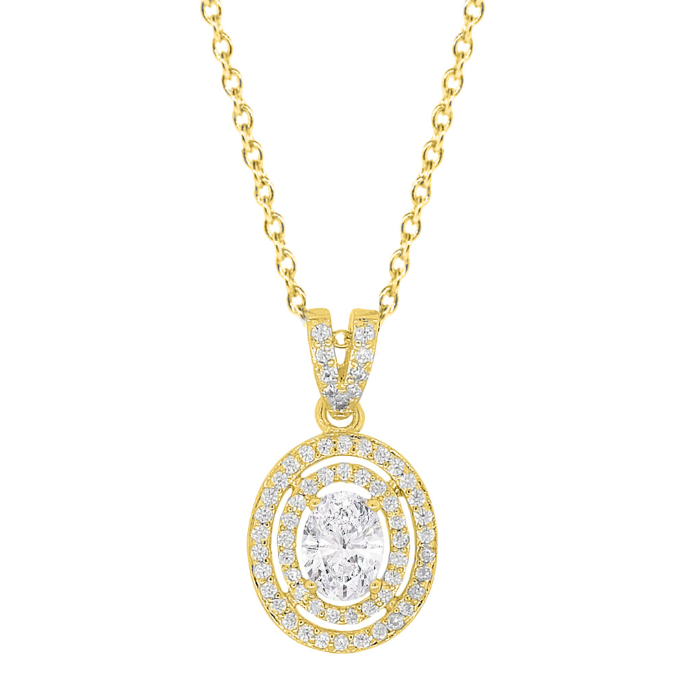 Zelda "Bliss" 18k White Gold Plated CZ Pendant Necklace