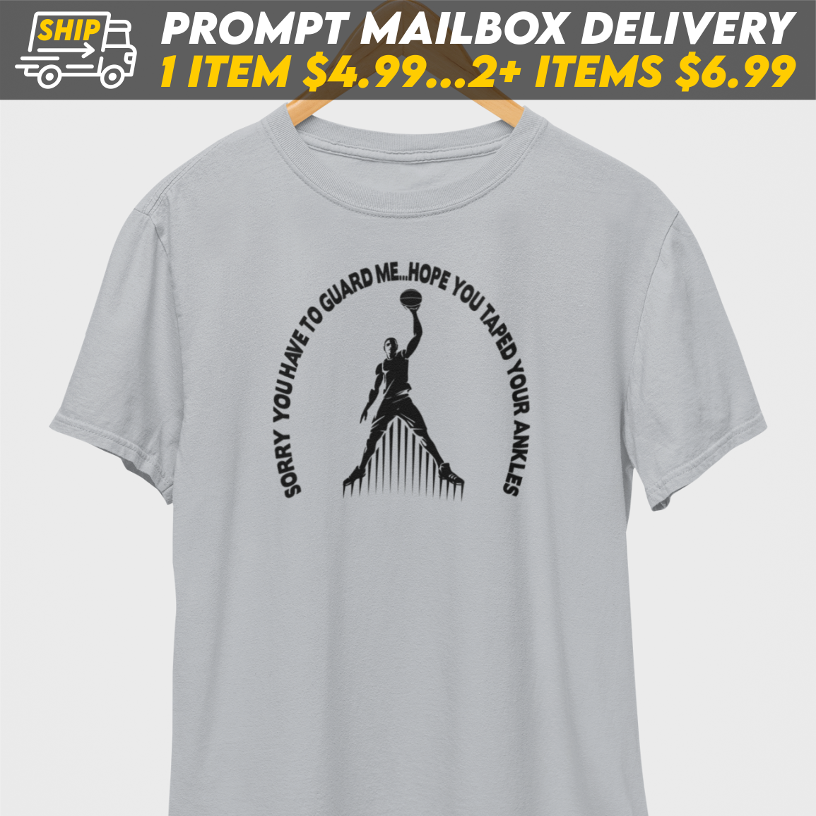 Sorry You Have To Guard Me Black Print T-Shirt