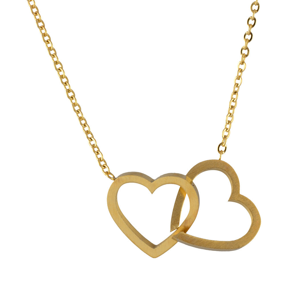 IYDC-N-DOUBLEHEART In Your Dreams Double Heart Necklace, Dainty Pendant ...