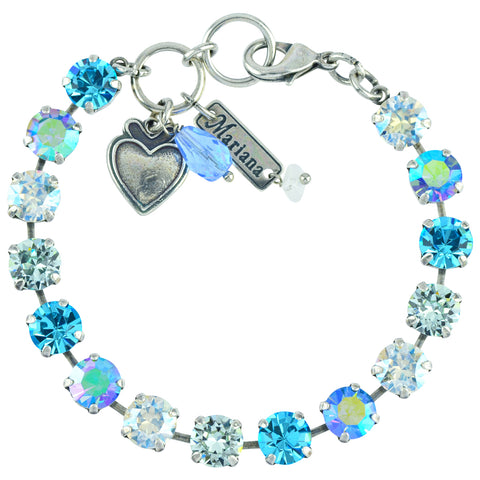 Mariana Banana Split Rhodium Plated Crystal Tennis Bracelet with Heart  Pendant, 8 – En Reverie