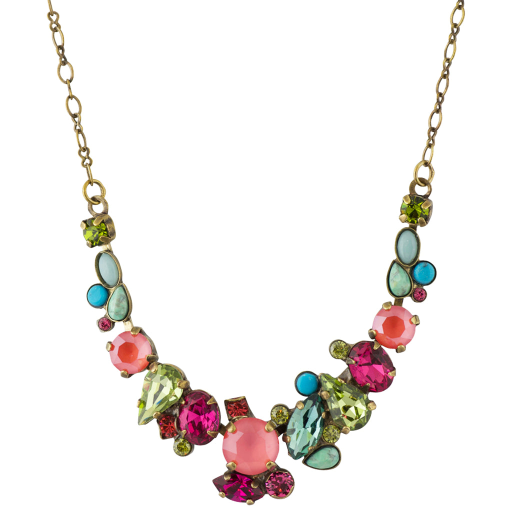 Sorrelli Botanical Brights Antique Gold Plated Asymmetric Cluster Neck ...