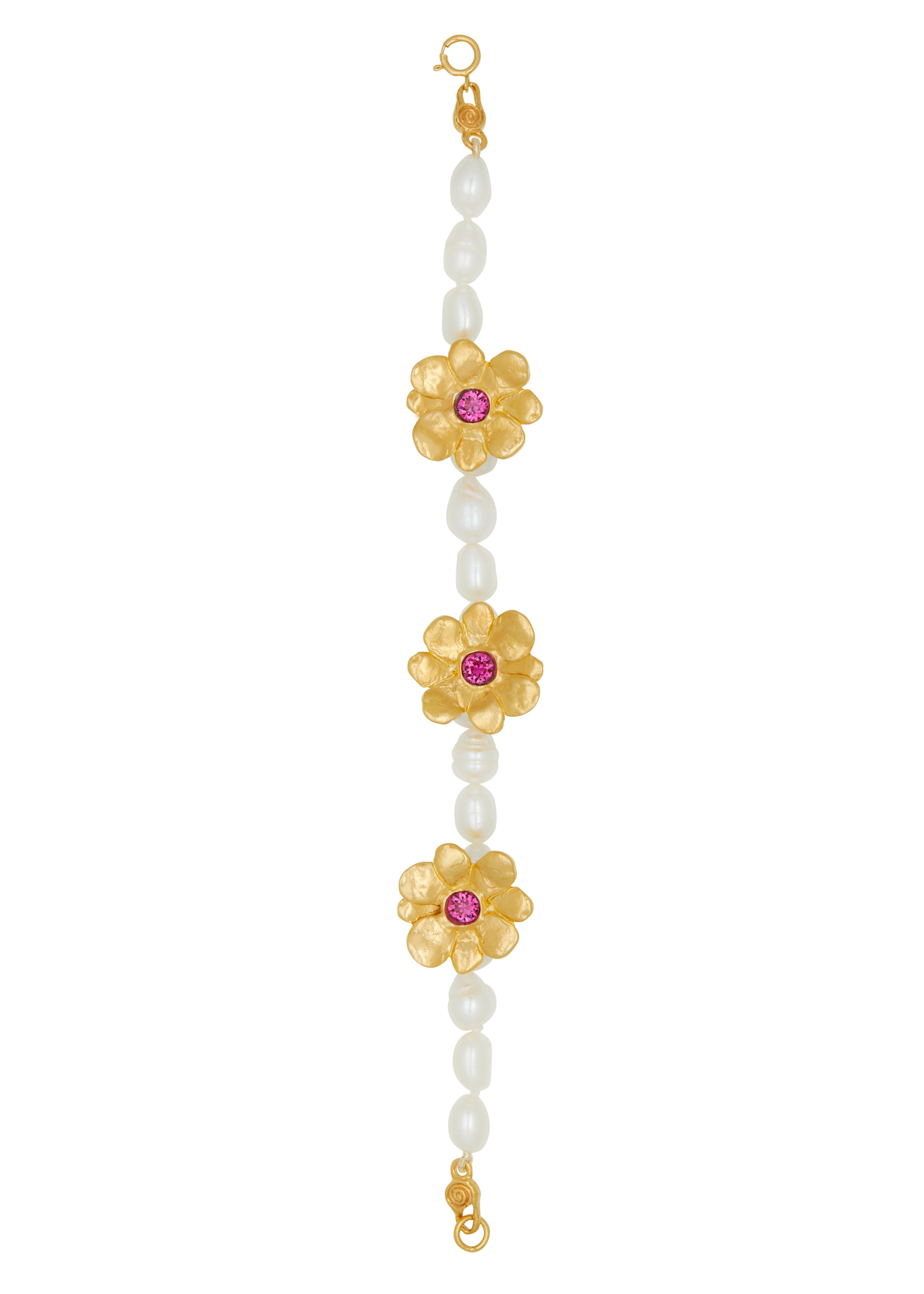 Daisy Pearl Bracelet - Fuchsia