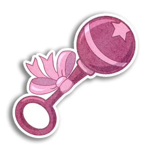 Pink Baby Rattle Sticker - Stick With Finn