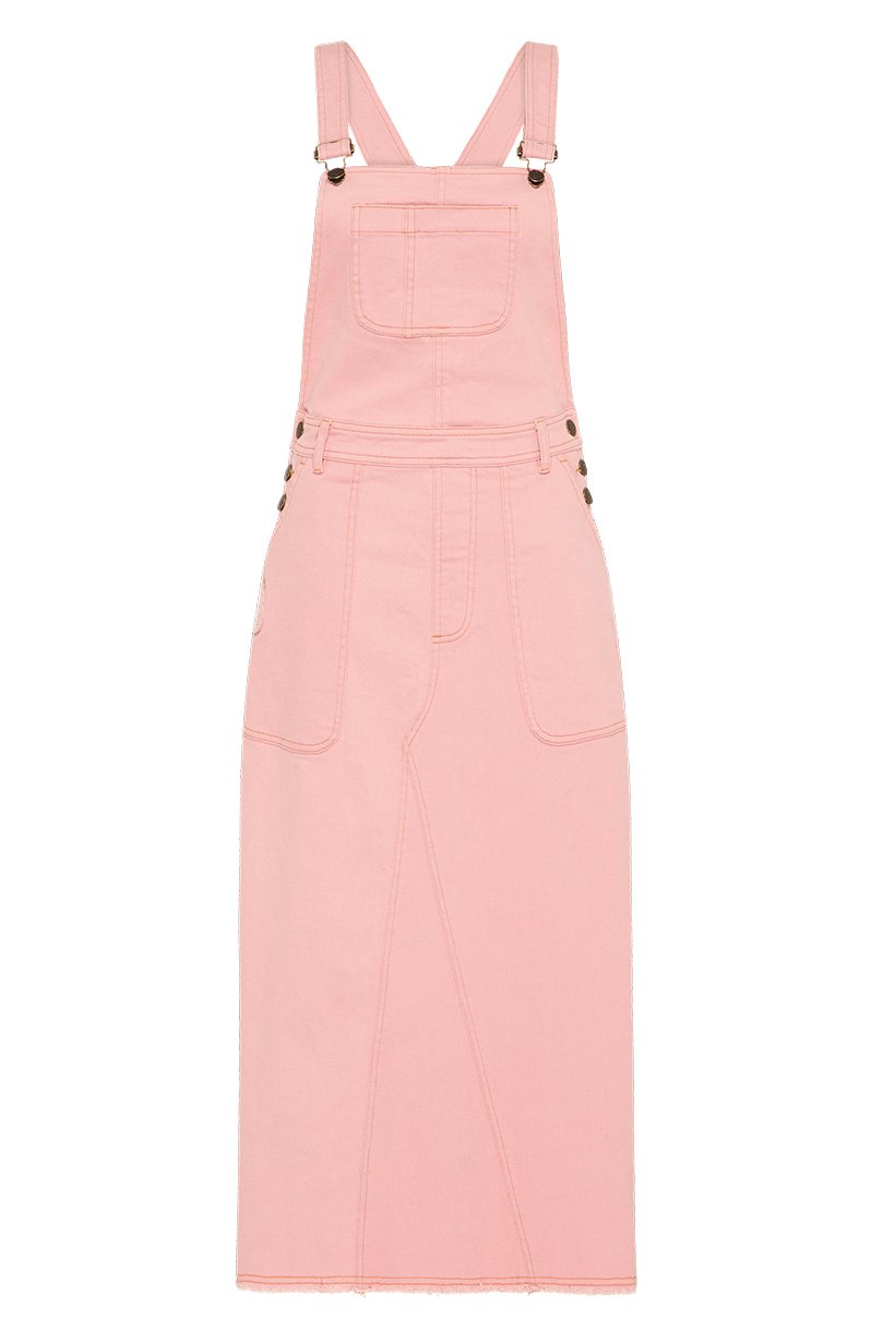 pink denim pinafore