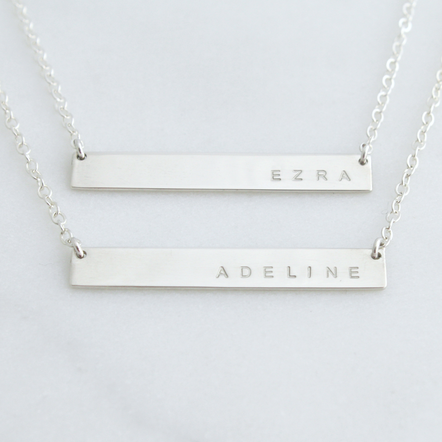 Delicate Layered Necklaces, Personalized Set, Gold Bar Necklace, Silver Disc Necklace, Sterling Silver, Rose Gold, Gold Plated GcB530hD13