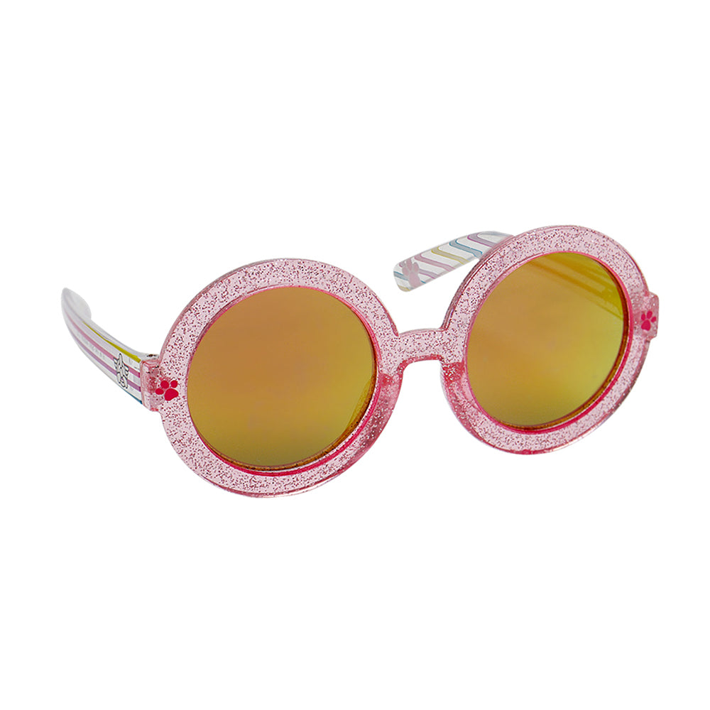 Skye Pink Glitter Round Kids Sunglasses