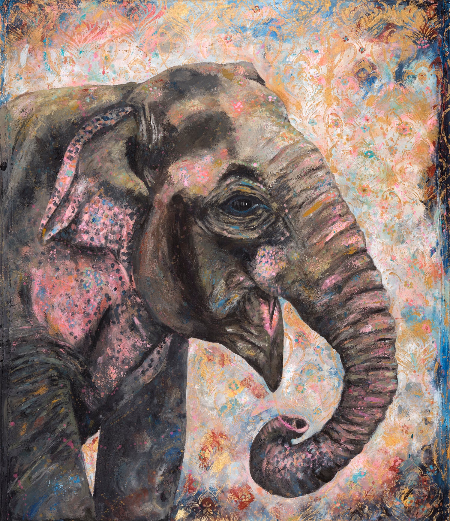 indian elephant acrylic painting