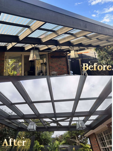 Veranda roof replacement before and after