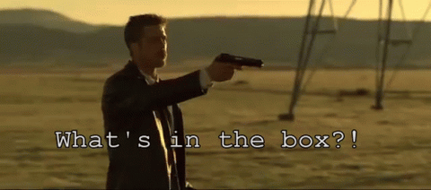 brad pitt as detective mills in seven saying what's in the box