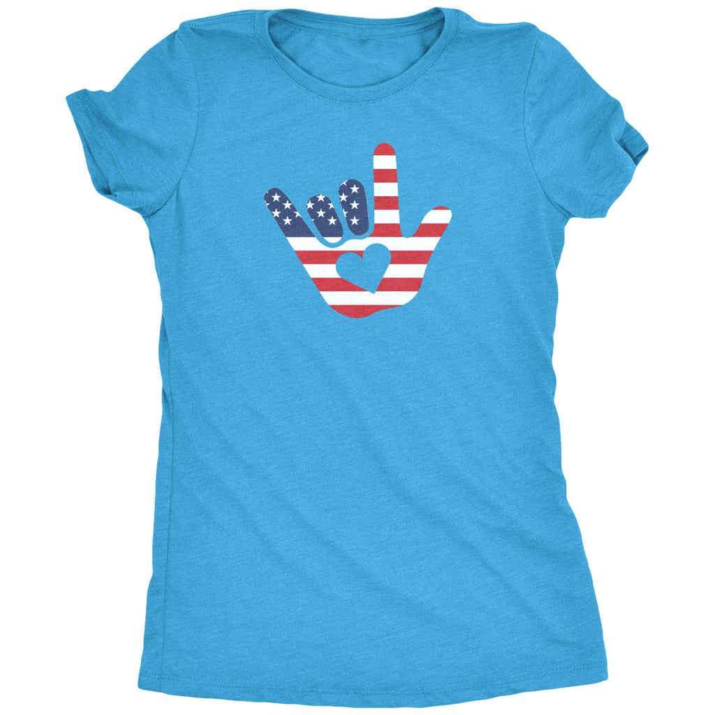 Asl I Love You American Flag Sign Language Women S T Shirt Trunk Candy