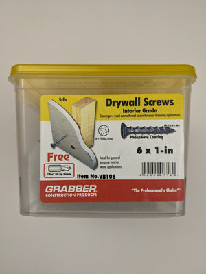 Grabber VB108 #6 x 1 in. Coarse Drywall Screw (5 lb. Pack) - Home Revival Liquidation