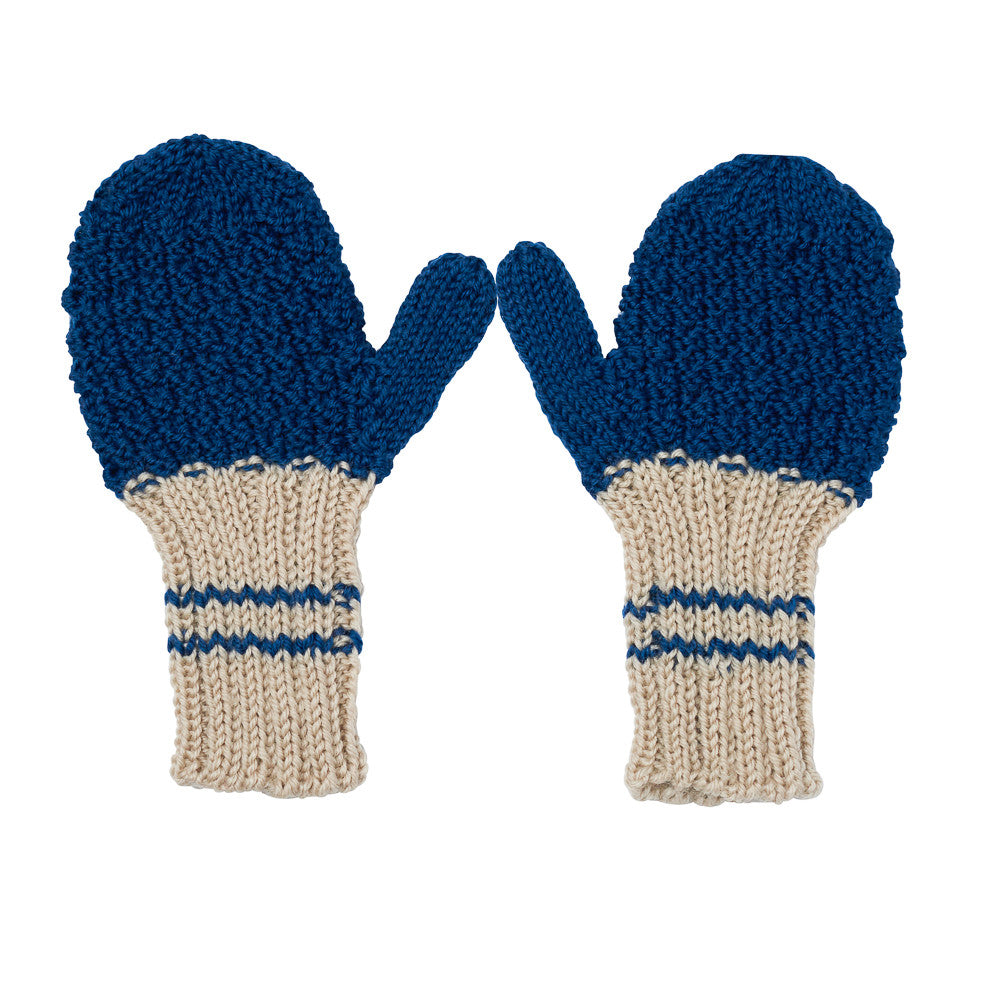 blue knit mittens