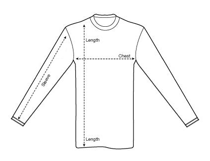Image result for long sleeve t-shirt size chart