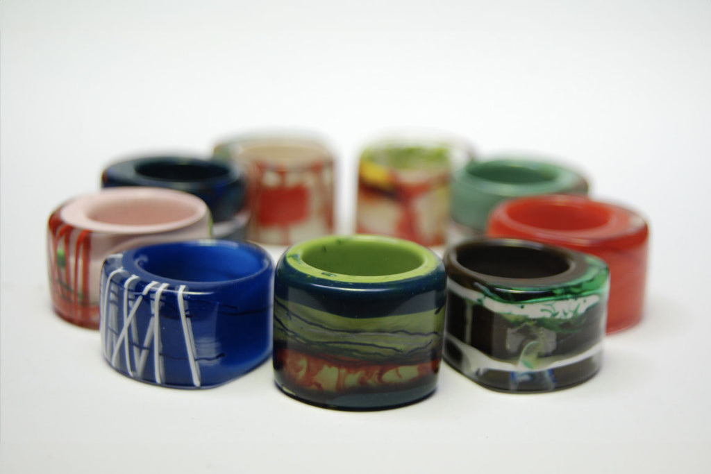 Handcrafted resin rings