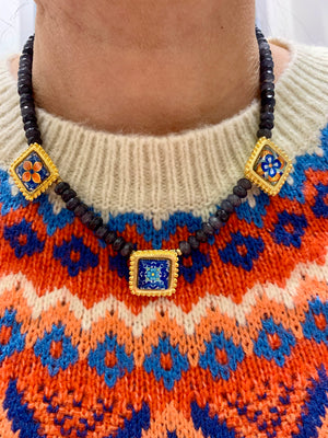 Labradorite & orange mosaics. ITEM 820 - Two H Jewelry - Labradorite Necklace